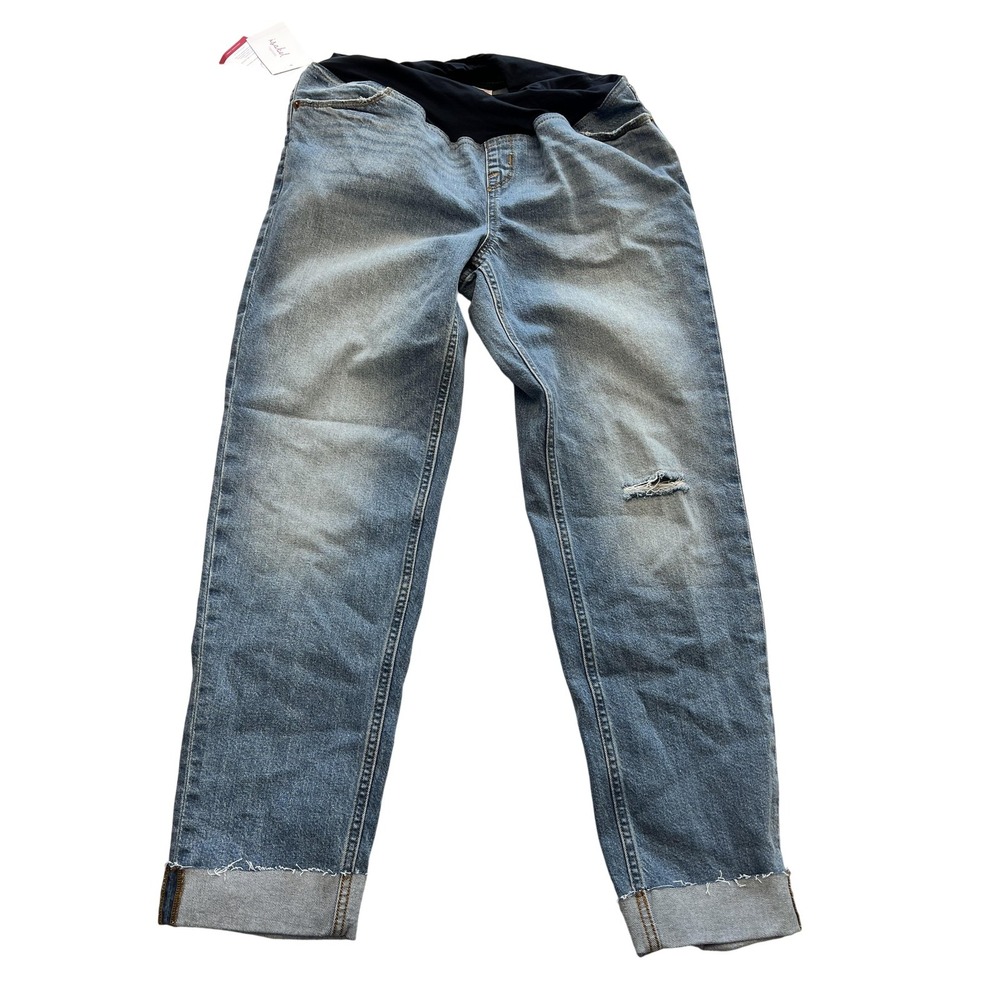 Ingrid & Isabel Maternity Jeans Womens Light Wash Straight 90s Crossover Panel